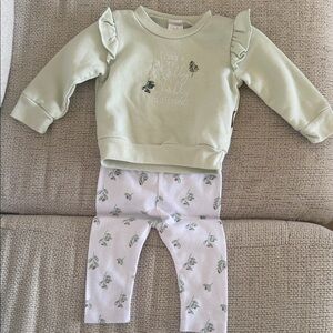 Mint Green Ruffle Sweatshirt and Christmas Leggings Set